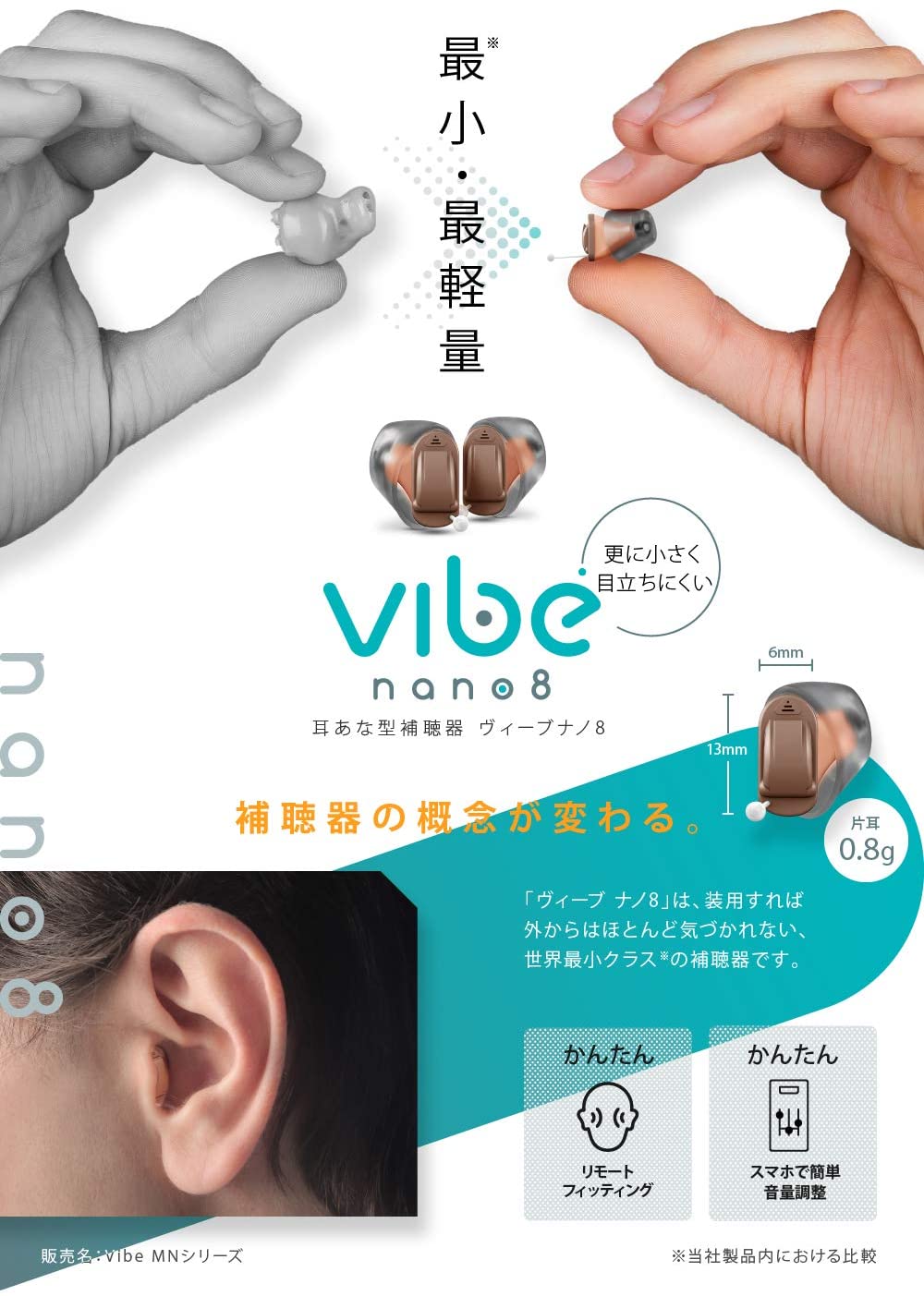 Vibe Nano8 ヴィーブナノ８補聴器 [右耳用 / 左耳用]【適応聴力：軽度・中等度】 (非課税) – Vibe補聴器 公式オンラインストア